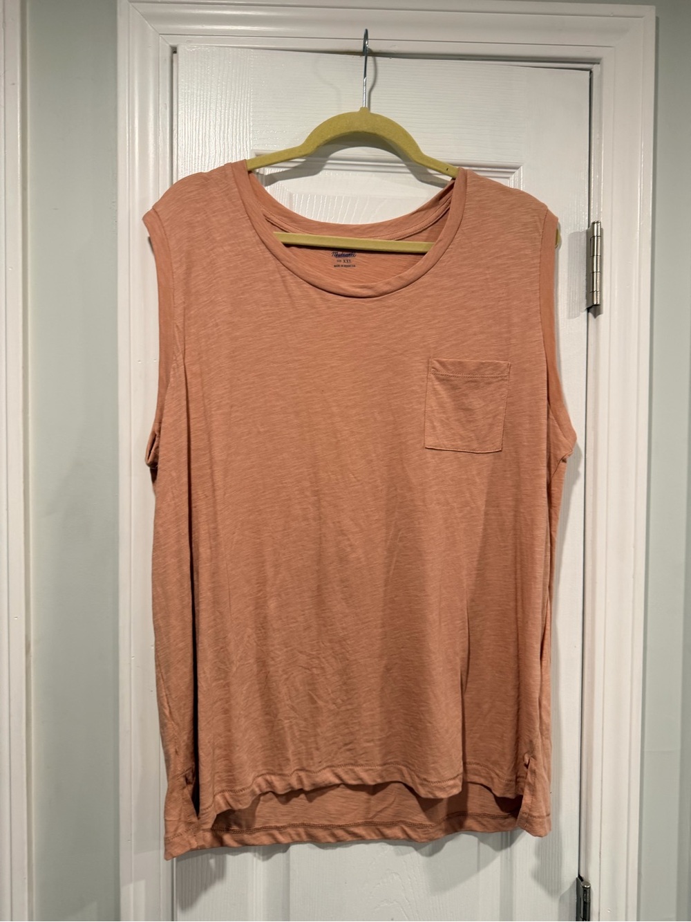 NWOT Madewell Size XXL Pink Softfade Cotton Sleeveless Muscle Tee Shirt Pocket